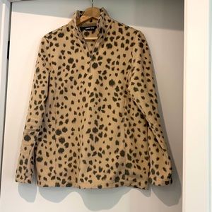 Lands End Fleece Cheetah Print Pullover